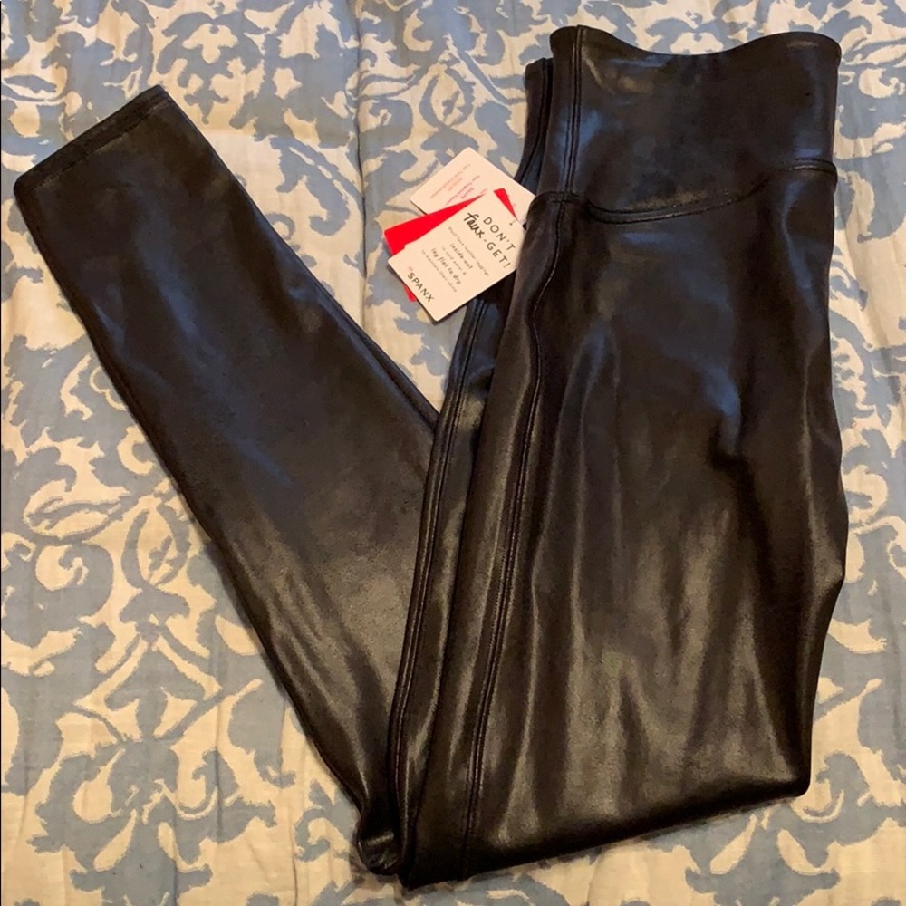 SPANX Faux Leather High-Waist Leggings - Black